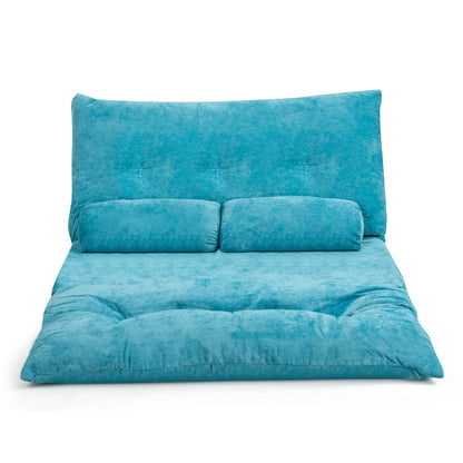 6-Position Adjustable Sleeper Lounge Couch with 2 Pillows, Blue Floor Chairs at Gallery Canada