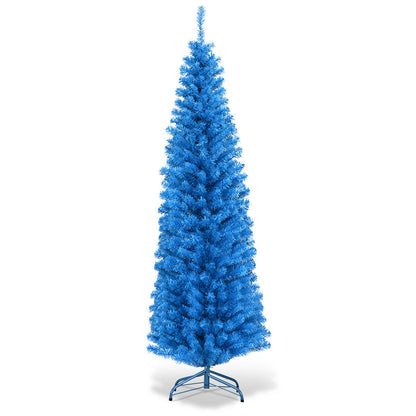 6 Feet Unlit Pencil Slim Artificial Christmas Tree, Blue Christmas Tree at Gallery Canada