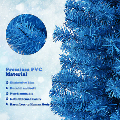 6 Feet Unlit Pencil Slim Artificial Christmas Tree, Blue Christmas Tree at Gallery Canada