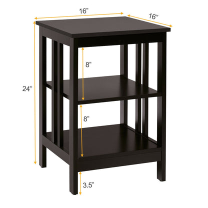 3-tier Side Table Nightstand with Stable Structure, Dark Brown Nightstands at Gallery Canada