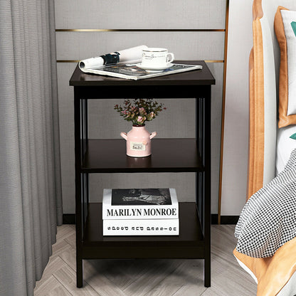 3-tier Side Table Nightstand with Stable Structure, Dark Brown Nightstands at Gallery Canada