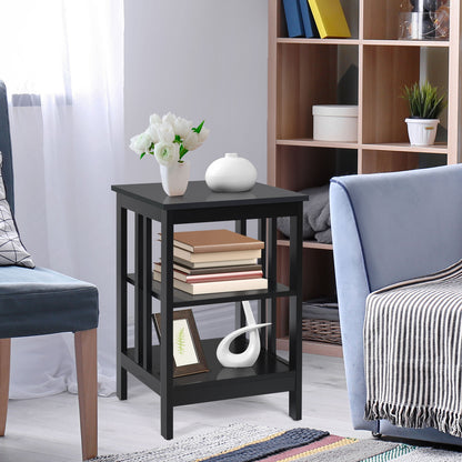3-tier Side Table Nightstand with Stable Structure, Black Nightstands at Gallery Canada