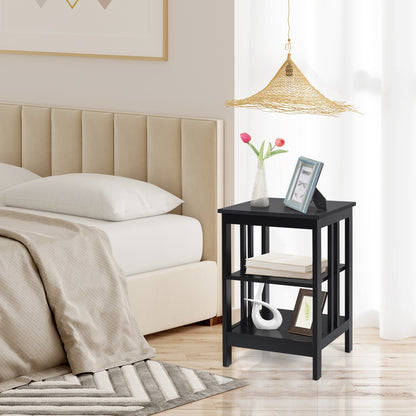 3-tier Side Table Nightstand with Stable Structure, Black Nightstands at Gallery Canada