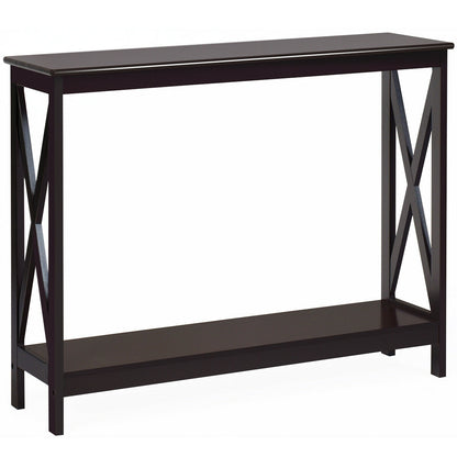 2-Tier Console Sofa Side Table, Dark Brown Console Tables at Gallery Canada