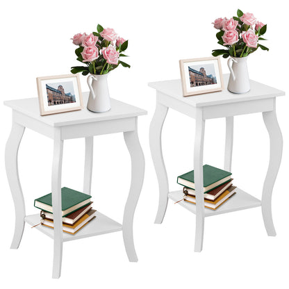 Set of 2 Accent Side Tables with Shelf, White End & Side Tables at Gallery Canada