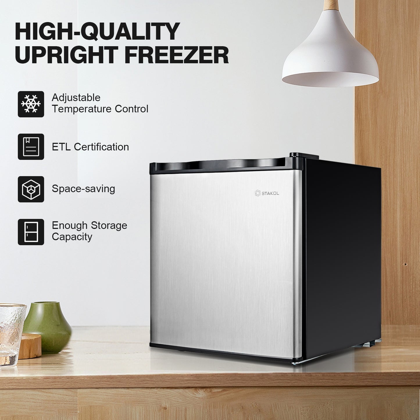 1.1 cu.ft. Compact Single Door Mini Upright Freezer, White, Black Freezers at Gallery Canada