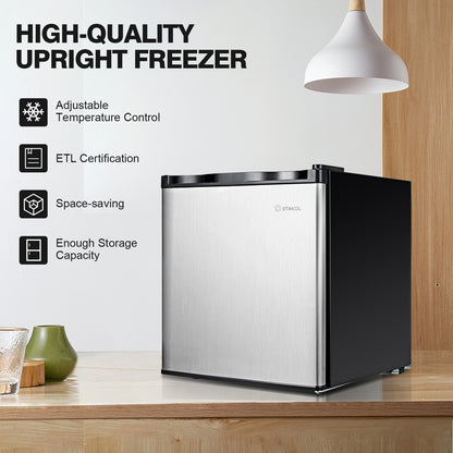1.1 cu.ft. Compact Single Door Mini Upright Freezer, White, Black Freezers at Gallery Canada