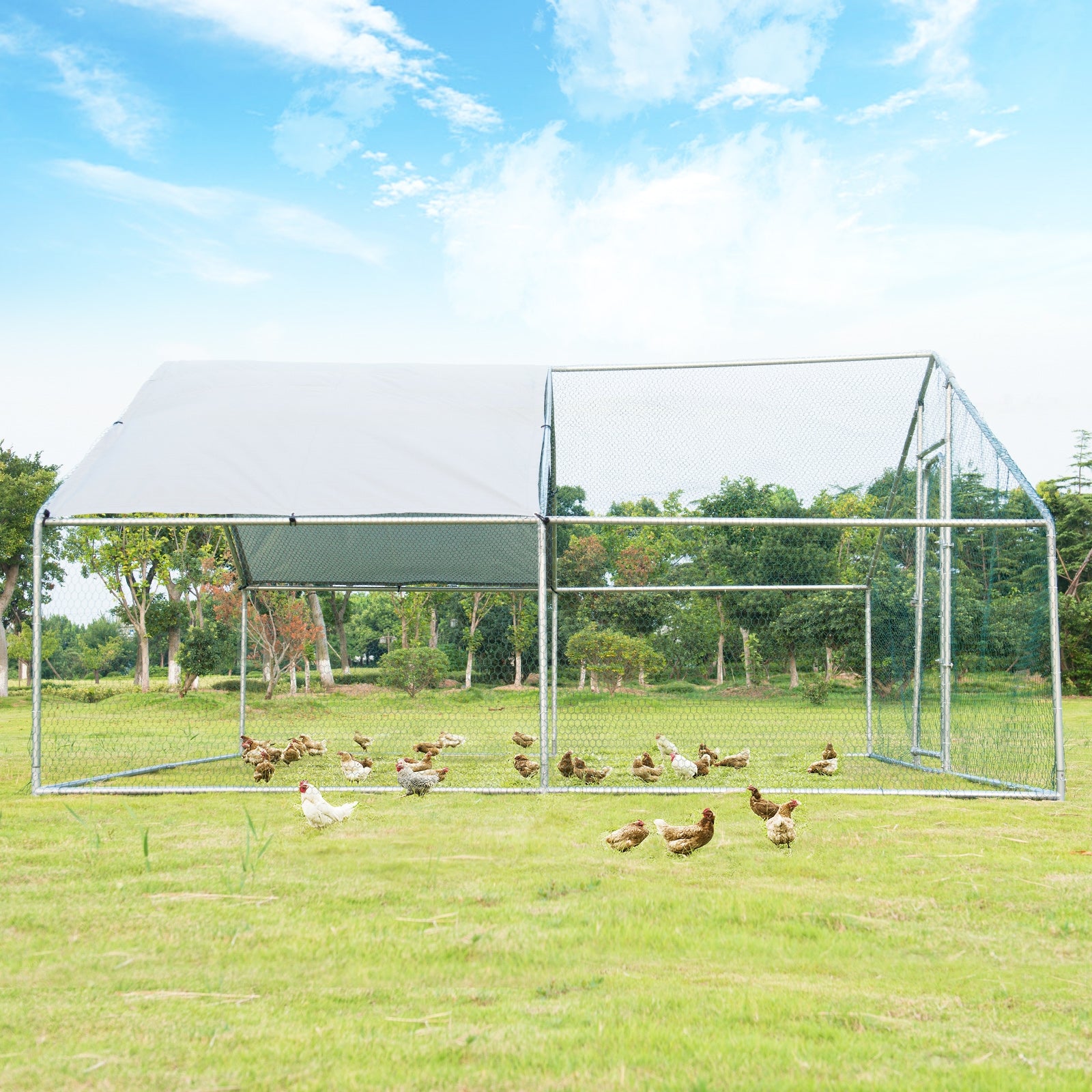 13 x 13 Feet Walk-In Chicken Coop, Waterproof Cover, White Chicken Coops at Gallery Canada