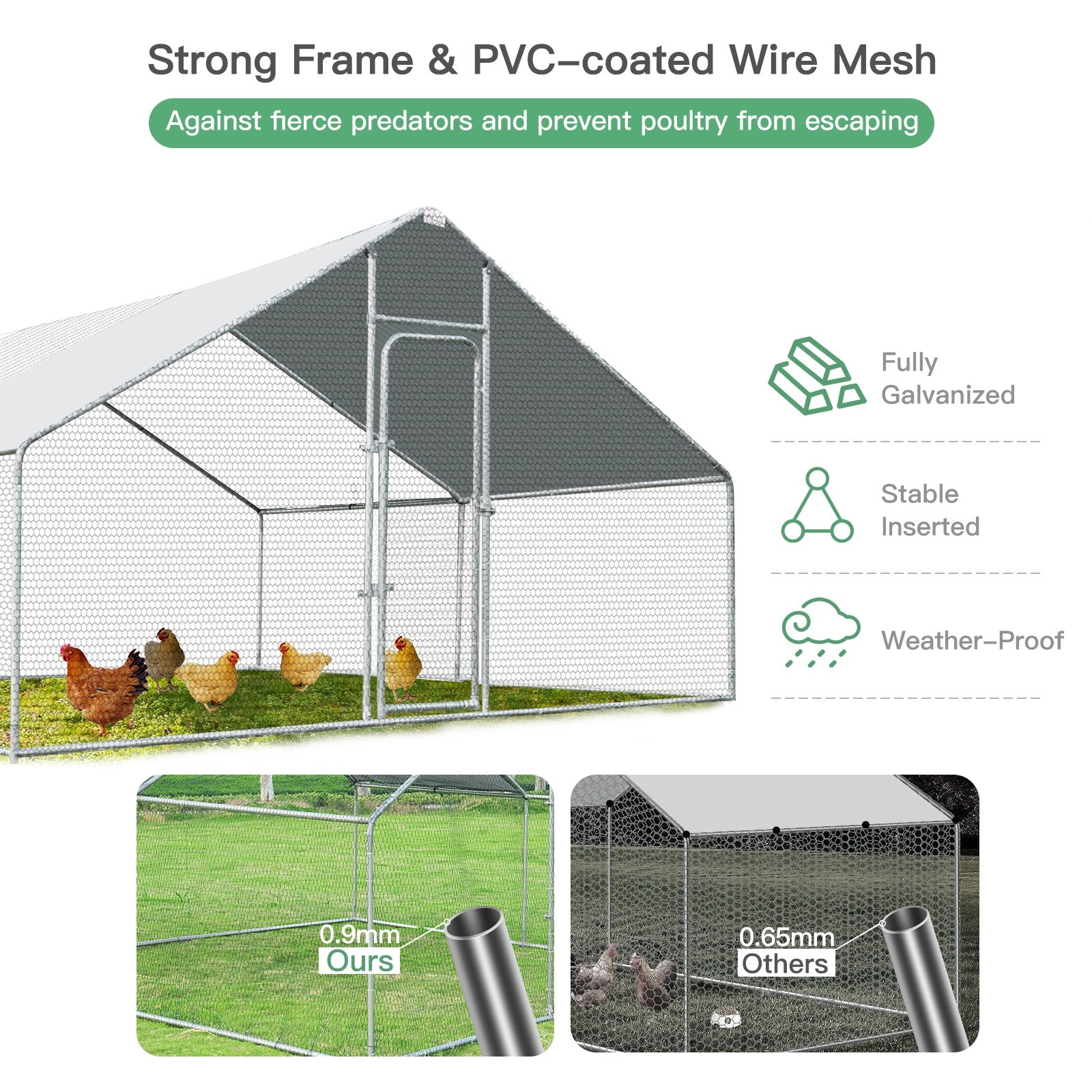 13 x 13 Feet Walk-In Chicken Coop, Waterproof Cover, White Chicken Coops at Gallery Canada