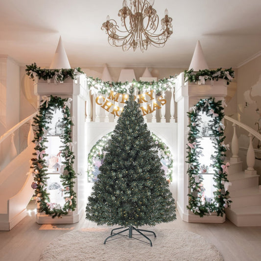 4.5 Feet PVC Pre-lit Artificial Hinged Christmas Tree , Green Christmas Tree Green at Gallery Canada