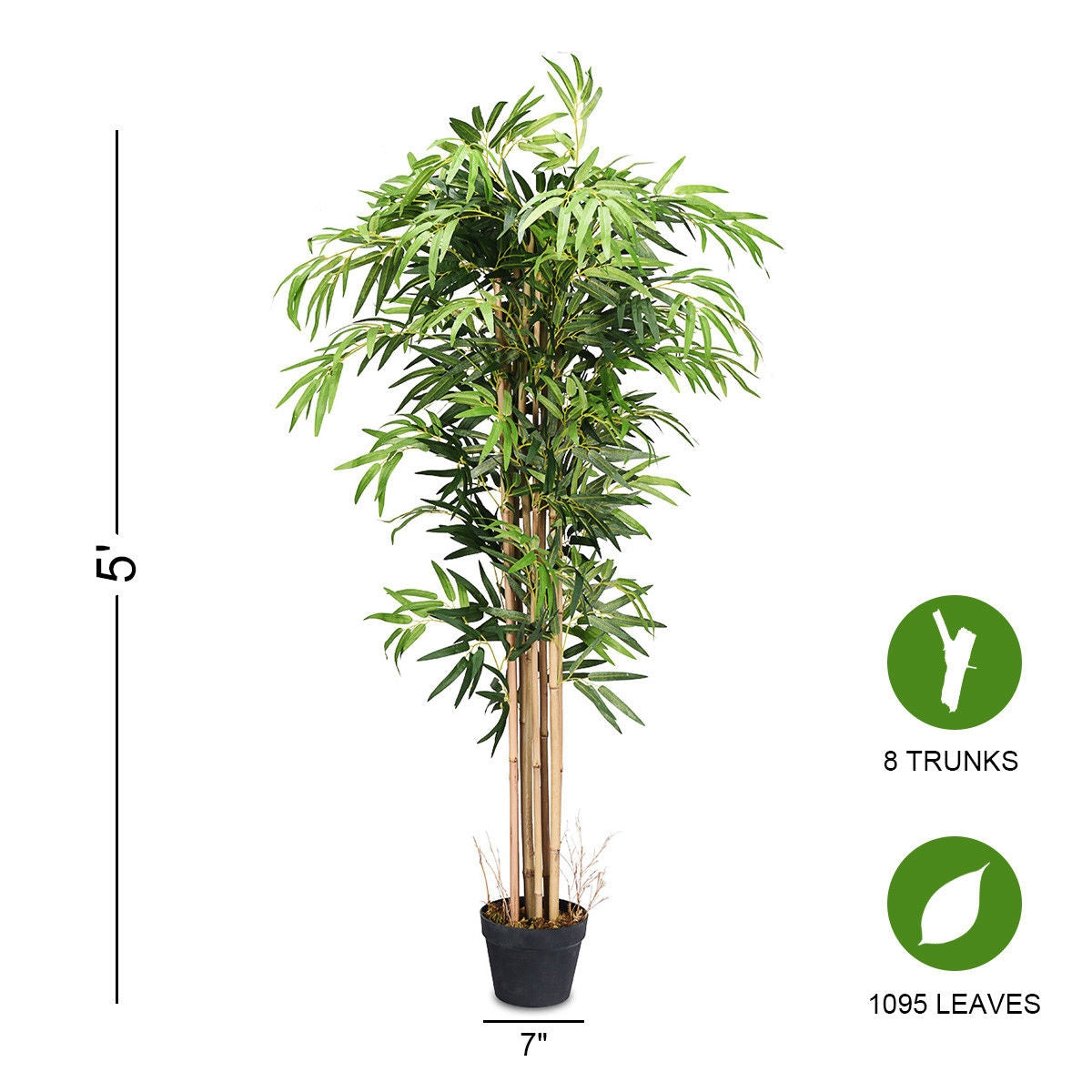 5-Feet Artificial Bamboo Silk Tree, Indoor-Outdoor Planter, Green Faux Plants at Gallery Canada