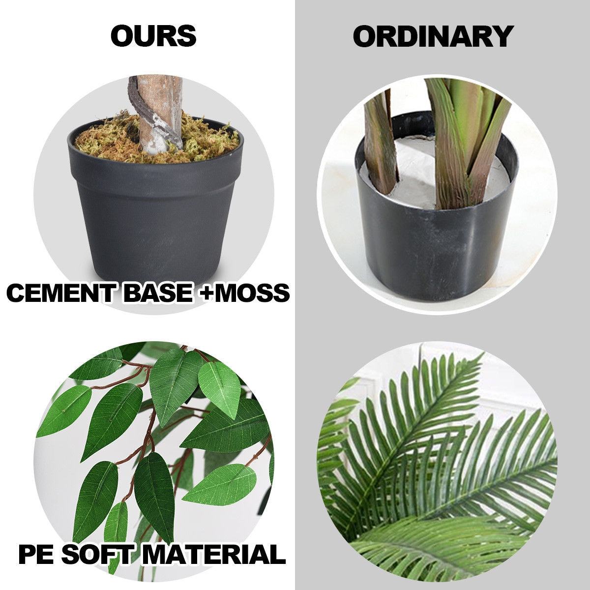 5.5 Feet Artificial Ficus Silk Tree, Wood Trunks, Green Faux Plants at Gallery Canada