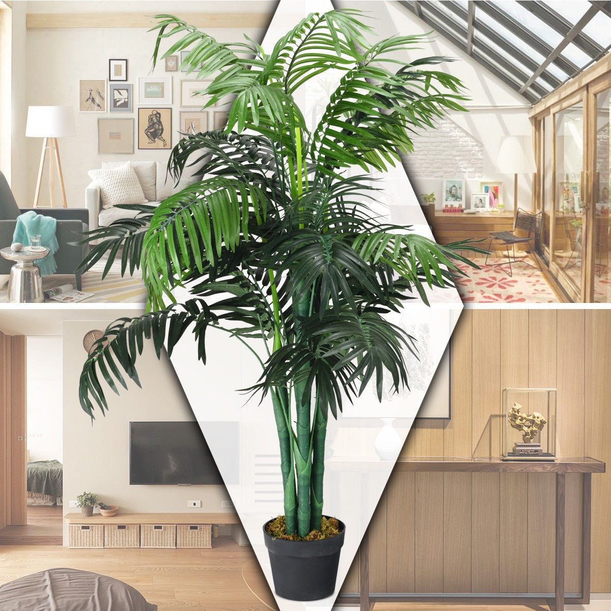 3.5 Feet Artificial Areca Palm Silk Tree, With Basket, Green Faux Plants at Gallery Canada