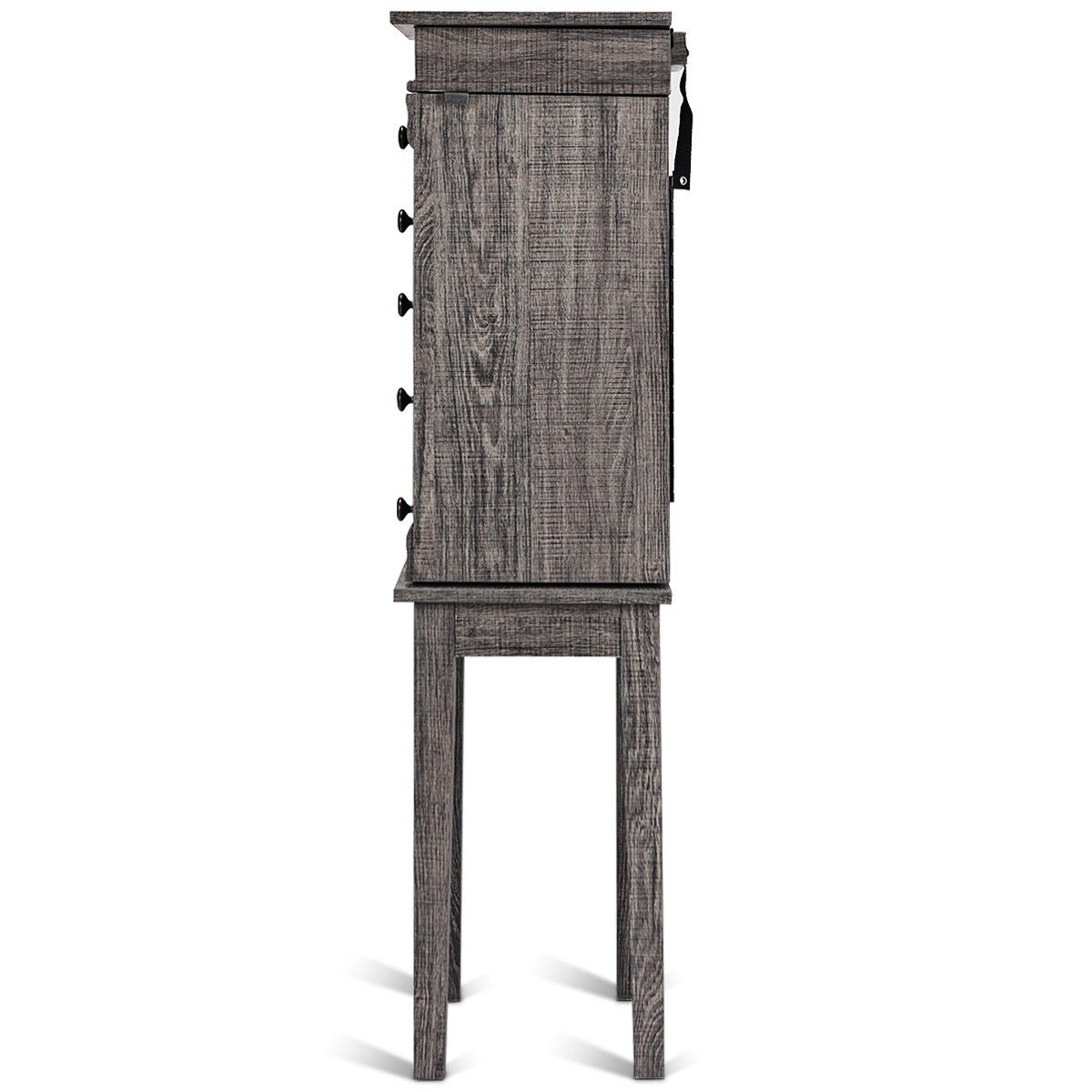 Standing Jewelry Cabinet Organizer, Wooden Legs, Gray Jewelry Armoires at Gallery Canada