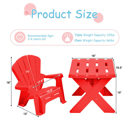 3-Piece Plastic Play Table Chair Set, Red Kids Table & Chair Sets at Gallery Canada