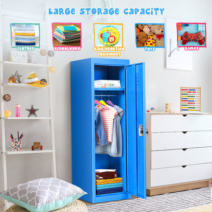 48 Inch Children Single Tier Metal Locker, Blue Kids Storage at Gallery Canada