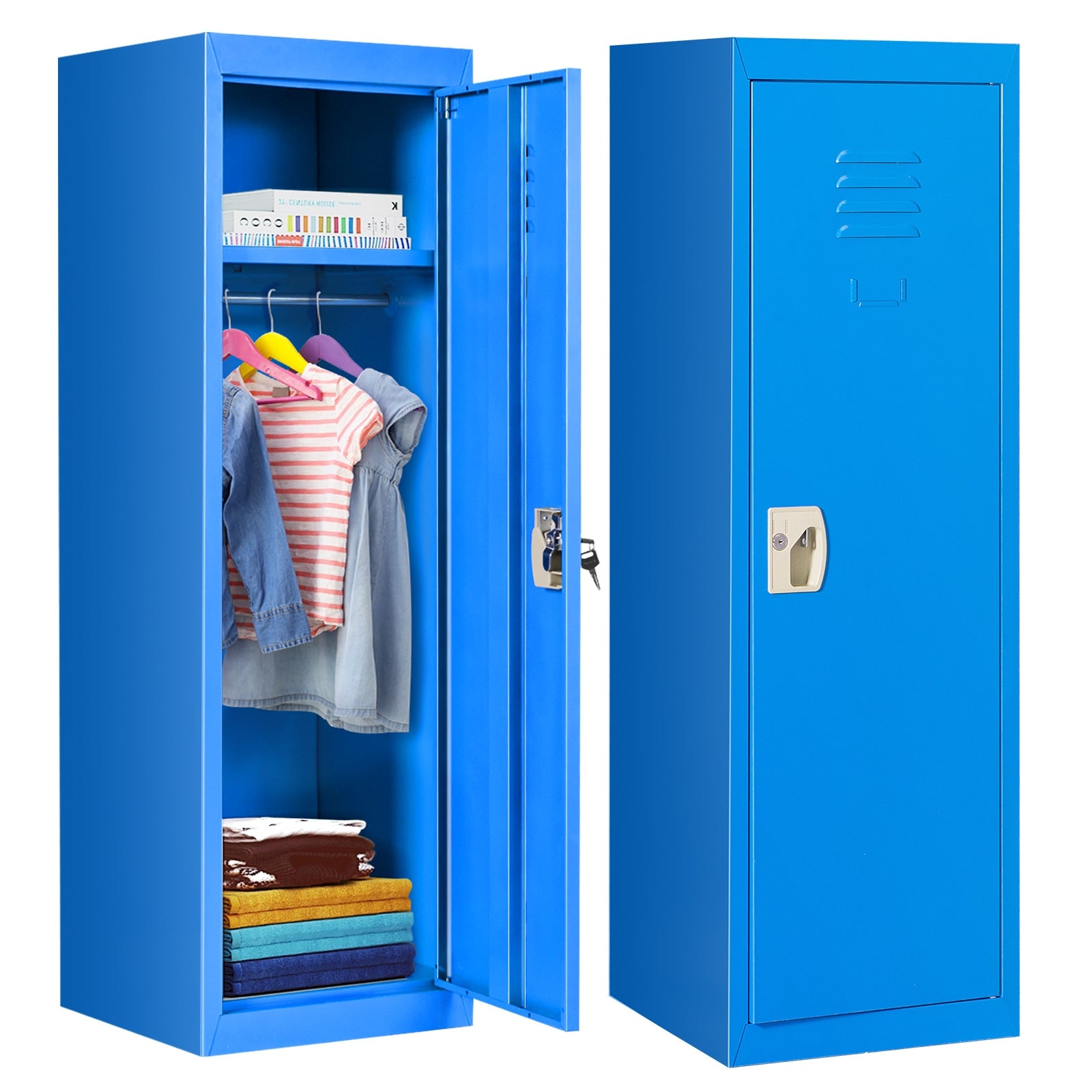 48 Inch Children Single Tier Metal Locker, Blue Kids Storage Blue at Gallery Canada