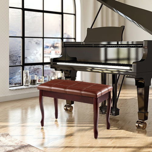 Solid Wood Piano Bench With Storage, Brown