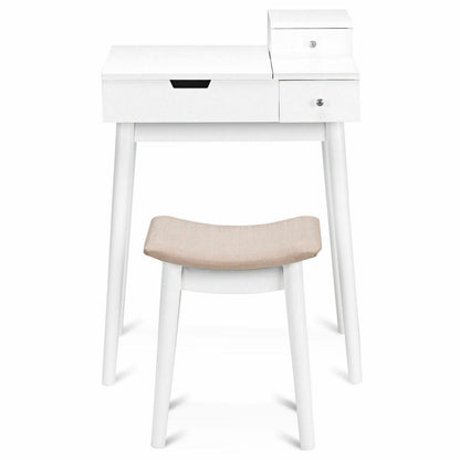 Vanity Dressing Table Set Flip Mirror Desk Furniture Stool, White Makeup Vanities at Gallery Canada