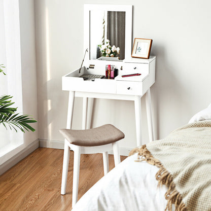 Vanity Dressing Table Set Flip Mirror Desk Furniture Stool, White Makeup Vanities at Gallery Canada