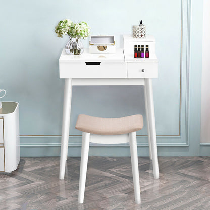 Vanity Dressing Table Set Flip Mirror Desk Furniture Stool, White Makeup Vanities at Gallery Canada