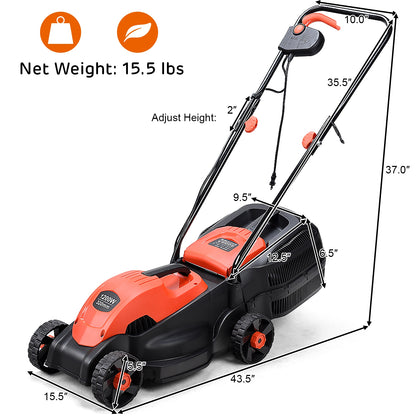 13 Inch Electric Push Lawn Mower With Grass Bag, Red Garden Tools at Gallery Canada