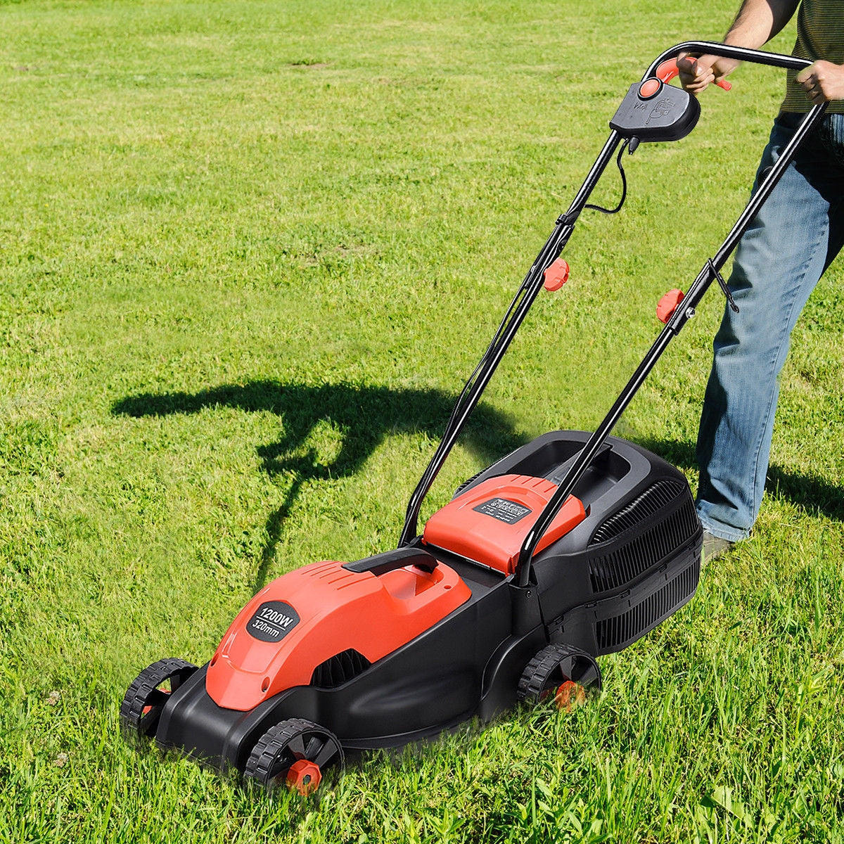 13 Inch Electric Push Lawn Mower With Grass Bag, Red Garden Tools at Gallery Canada