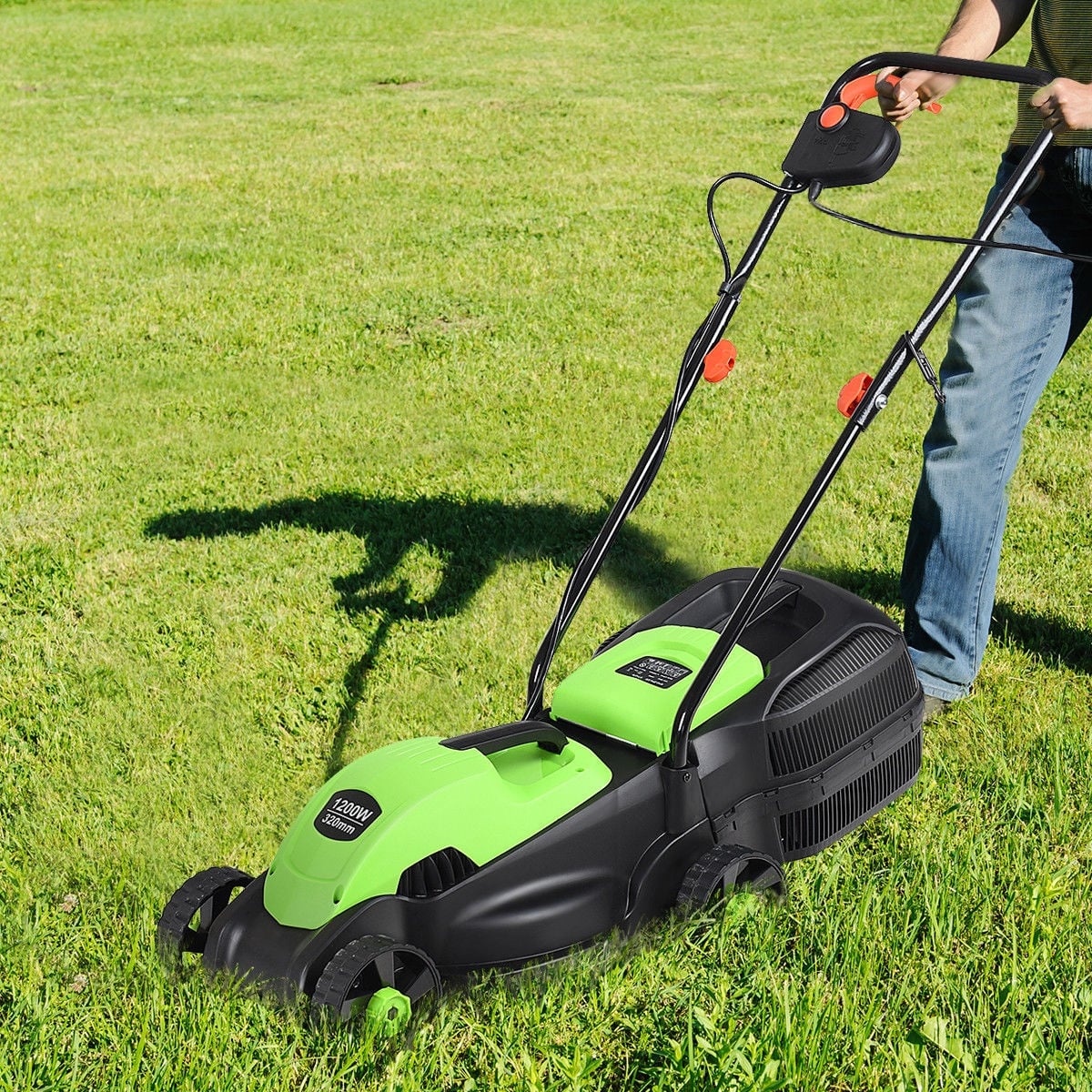 13 Inch Electric Push Lawn Corded Mower with Grass Bag, Green Garden Tools at Gallery Canada