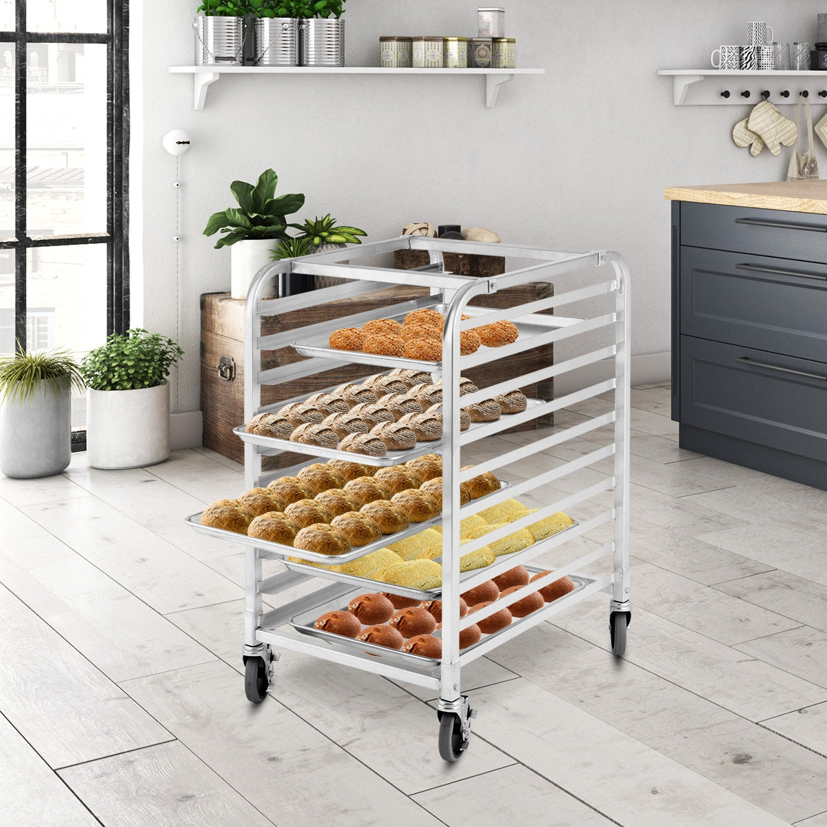 10 Sheets Aluminum Rolling Pan Rack, Silver Baker's Racks at Gallery Canada