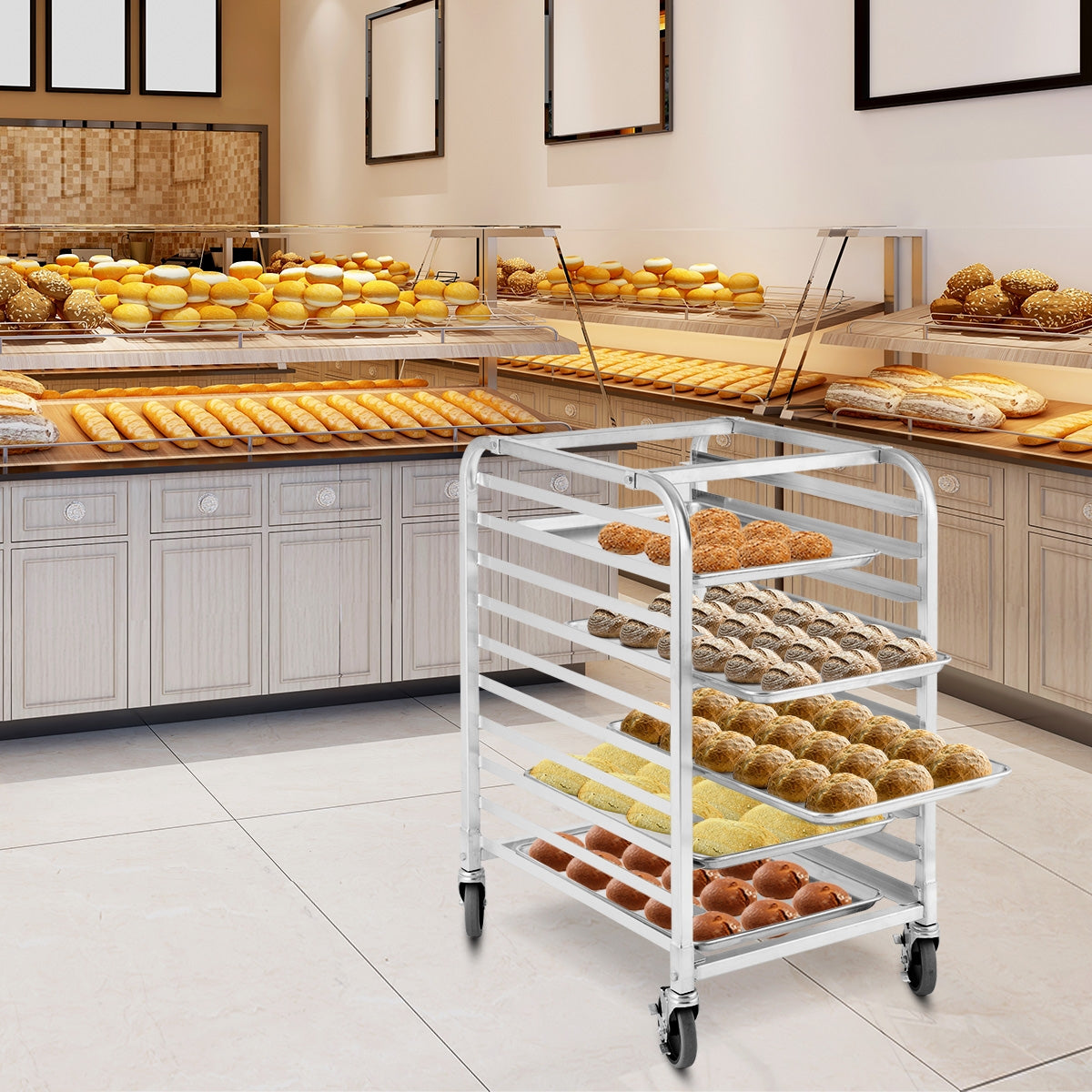 10 Sheets Aluminum Rolling Pan Rack, Silver Baker's Racks at Gallery Canada