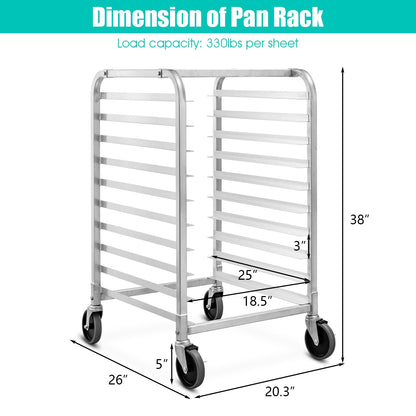 10 Sheets Aluminum Rolling Pan Rack, Silver Baker's Racks at Gallery Canada