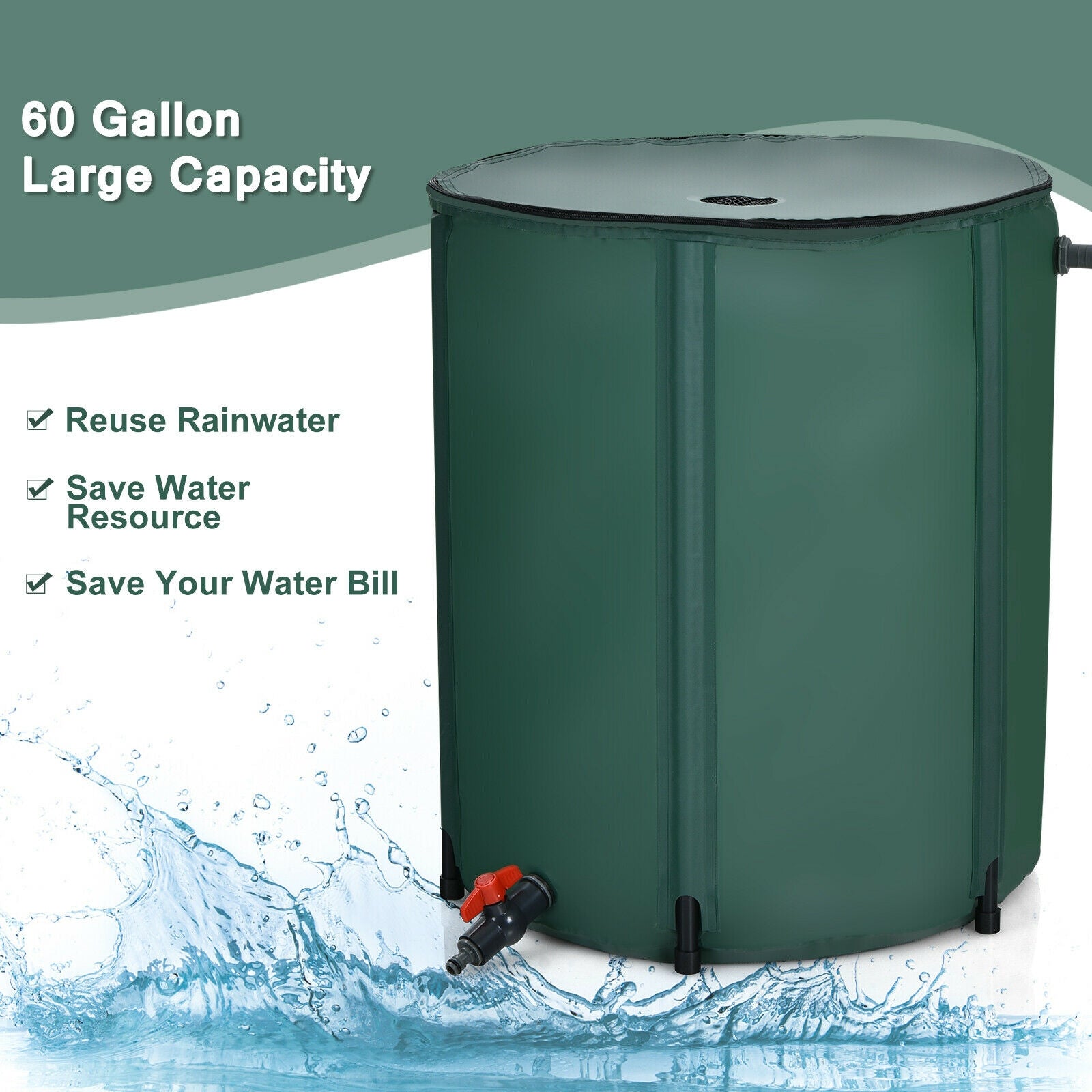 60 Gallon Collapsible Rain Barrel, Water Collector, Green Watering & Irrigation at Gallery Canada