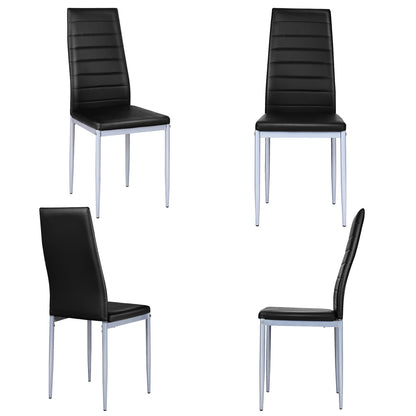 4 Pcs PVC Leather Dining Side Chairs, Elegant Design, Black Dining Chairs at Gallery Canada