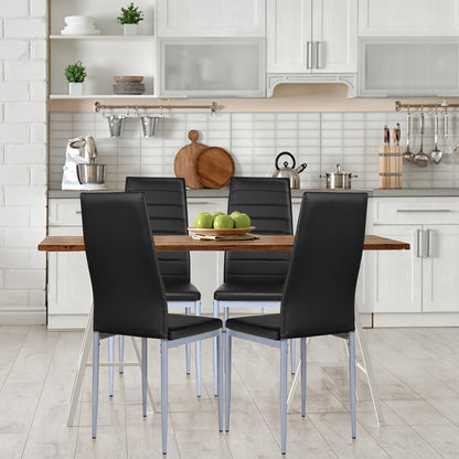 4 Pcs PVC Leather Dining Side Chairs, Elegant Design, Black Dining Chairs at Gallery Canada