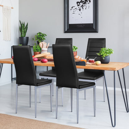 4 Pcs PVC Leather Dining Side Chairs, Elegant Design, Black Dining Chairs at Gallery Canada