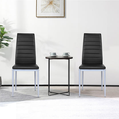 4 Pcs PVC Leather Dining Side Chairs, Elegant Design, Black Dining Chairs at Gallery Canada