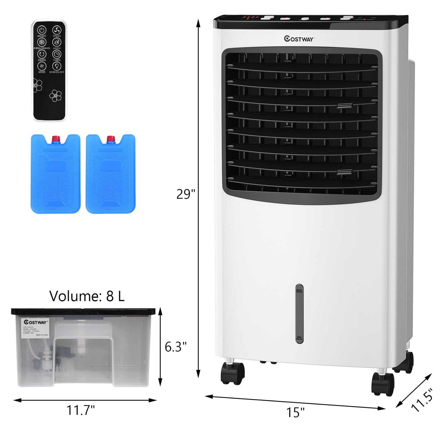 3-In-1 Portable Evaporative Air Conditioner Cooler, White Air Coolers at Gallery Canada