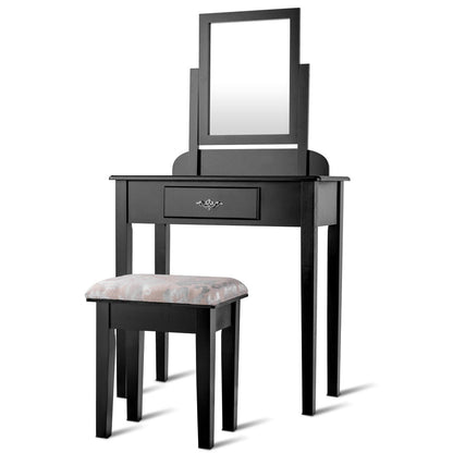 Vanity Dressing Table Stool Set, Large Makeup Mirror, Black Makeup Vanities at Gallery Canada