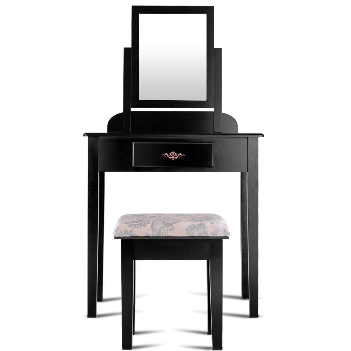 Vanity Dressing Table Stool Set, Large Makeup Mirror, Black Makeup Vanities at Gallery Canada