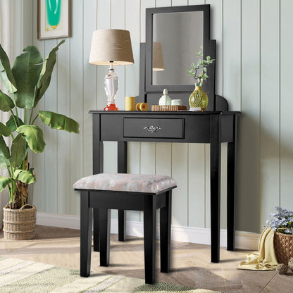 Vanity Dressing Table Stool Set, Large Makeup Mirror, Black Makeup Vanities at Gallery Canada