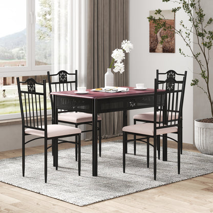 5 Piece Dining Set, Wood Metal Table, 4 Chairs With Cushions, Beige Dining Room Sets at Gallery Canada