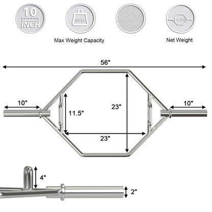 56 Inch Olympic Hexagon Deadlift Trap Bar, Silver Benches Racks & Bars at Gallery Canada