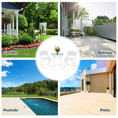 3 Piece Patio Folding Bistro Set, White Patio Conversation Sets at Gallery Canada