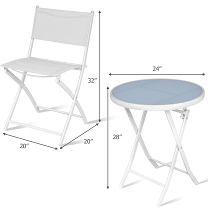 3 Piece Patio Folding Bistro Set, White Patio Conversation Sets at Gallery Canada