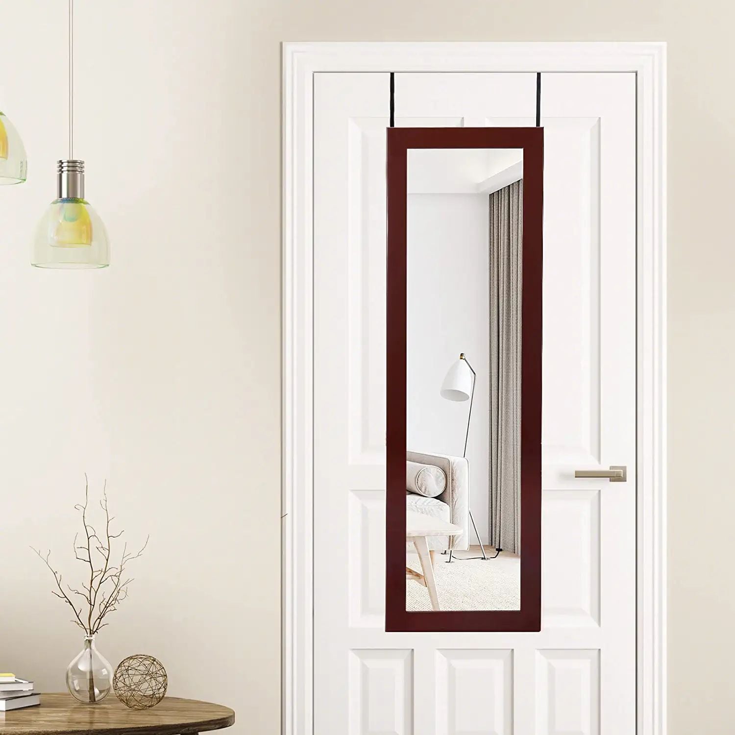 Wall Mounted Mirror Jewelry Cabinet, LED Lights, Brown Jewelry Armoires at Gallery Canada
