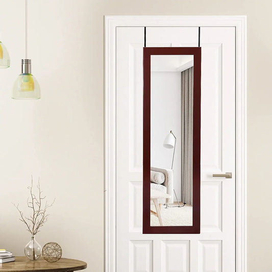 Wall Mounted Mirror Jewelry Cabinet, LED Lights, Brown Jewelry Armoires Brown at Gallery Canada
