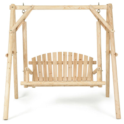 Outdoor Wooden Porch Bench Swing Chair, Rustic Curved Back, Natural Porch Swings at Gallery Canada