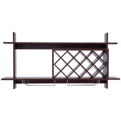Wall Mount Wine Rack With Glass Holder, Storage Shelf, Walnut Wine Racks at Gallery Canada
