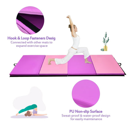 4 Feet x 10 Feet Thick Folding Panel Gymnastics Mat, Pink Purple Yoga & Gym Mats at Gallery Canada