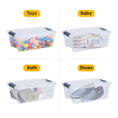 12 Pack 156 Quart Latch Stack Storage Tubs, Transparent Clothing & Closet Storage at Gallery Canada